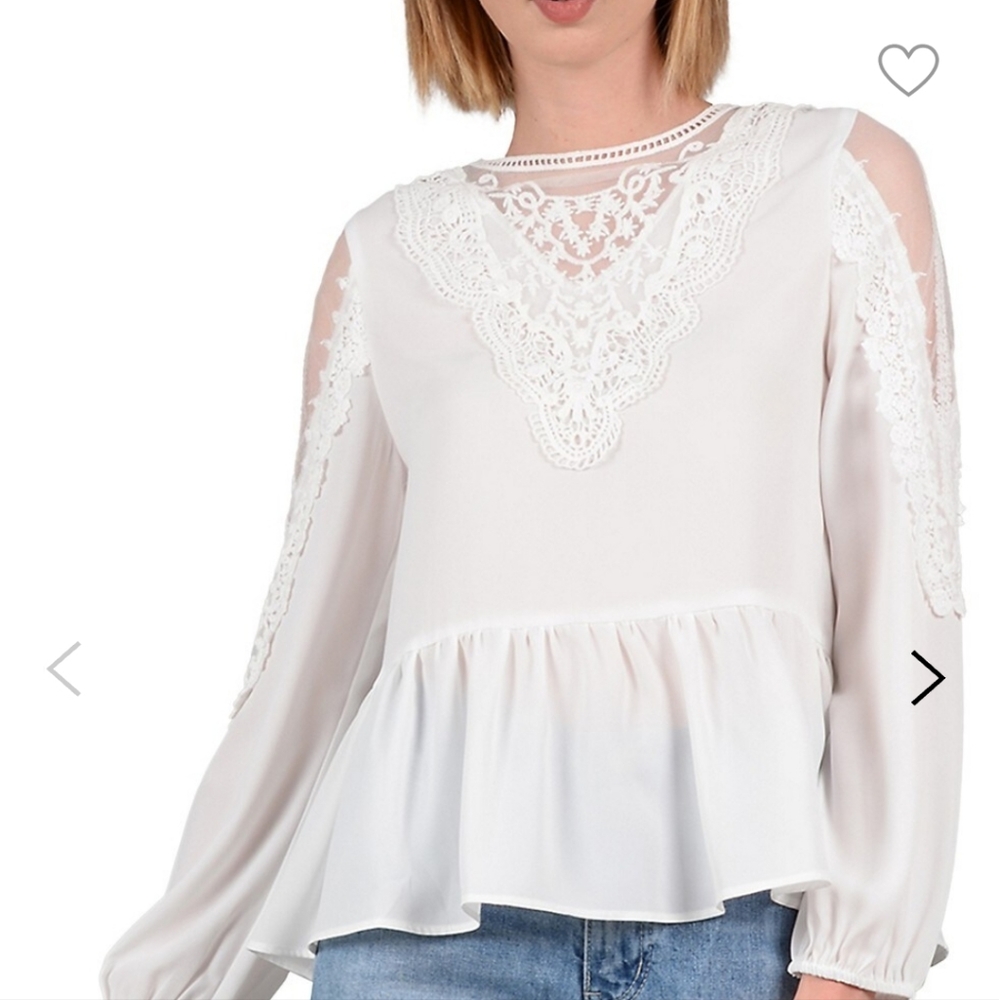 Molly Bracken white lace peplum blouse